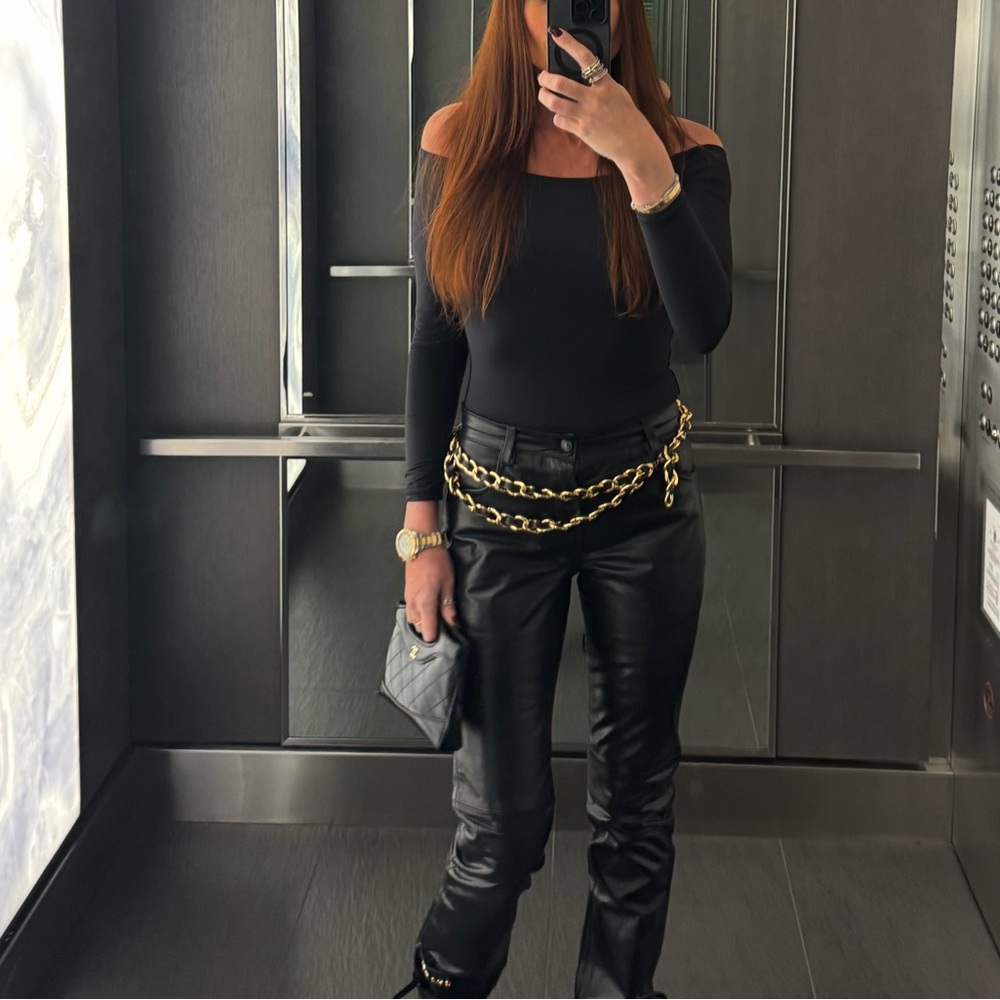 GAP Genuine Leather Black Straight pants